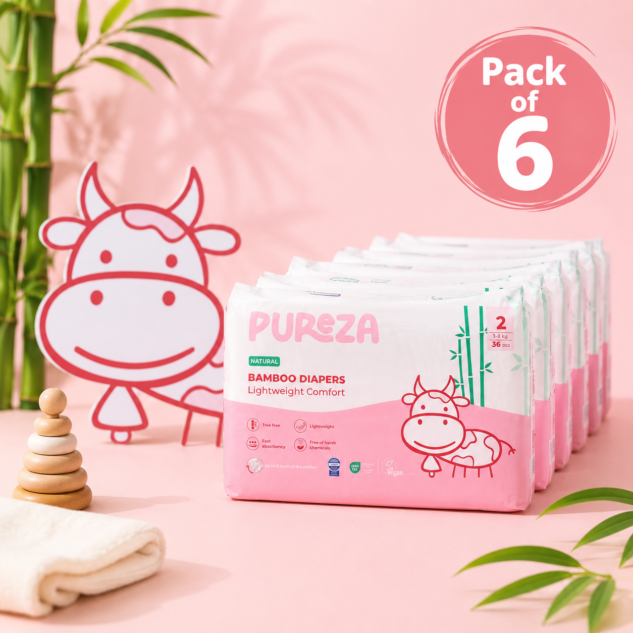 Pureza Bamboo Diaper  | Size 02