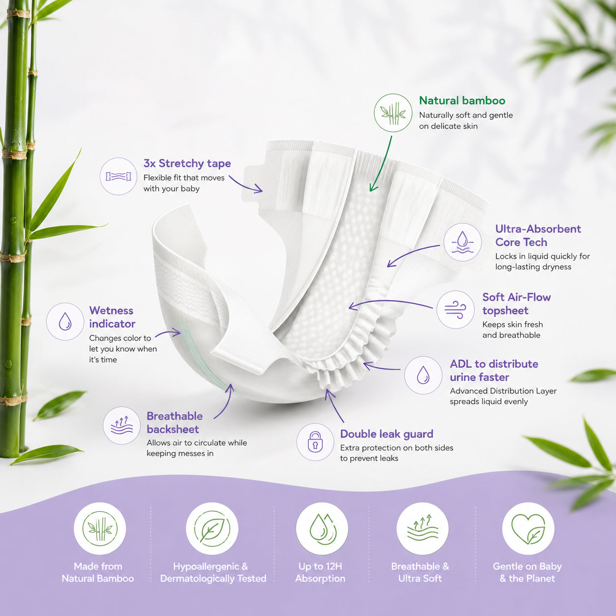 Pureza Bamboo Diaper | Size 01